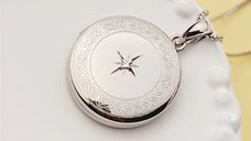 Medalion personalizat cu fotografii - Frame Star Diamond - Argint 925