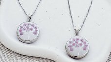 Medalion personalizat rotund - Tree of Love - Argint 925 Rodiat