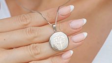 Medalion rotund Tree of Life cu fotografii personalizate, argint 925 rodiat
