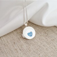 Medalion Scanteia Albastra - Locket cu poze in interior - Argint 925 si Zirconii - 1