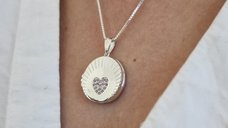 Medalion Scanteia Roz - Locket cu poze in interior - Argint 925 si Zirconii