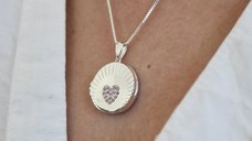 Medalion Scanteia Roz - Locket cu poze in interior - Argint 925 si Zirconii