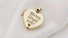 Medalionul Amintirilor - Pandantiv Aur Galben 9K - Model INIMA cu poze in interior si mesaj personalizat