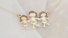 Pandantiv Familie - 3 Membri - Aur Galben 14K - 16 mm Inaltime