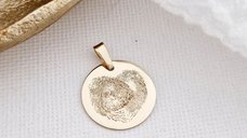 Pandantiv in forma de inima cu amprenta personalizata, aur galben 14K
