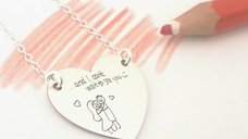 Pandantiv Inima Personalizat - Gravura Scris de Mana - Argint 925 - Chic Bijoux