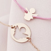 Set 2 bratari - banut cu ingeras decupat - Argint 925 placat cu aur roz 18K - 1