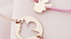 Set 2 bratari - banut cu ingeras decupat - Argint 925 placat cu aur roz 18K