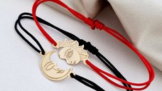 Set 2 bratari - Luna si Soare - modele unite - Argint 925 placat cu Aur Galben 18 K - snur reglabil