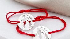 Set 2 bratari personalizate - 2 frati - Argint 925, snur reglabil