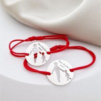 Set 2 bratari personalizate - 2 frati - Argint 925, snur reglabil - 1