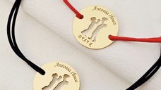 Set 2 bratari personalizate cu banuti decupati - Mama, tata si copil - Argint 925 placat cu Aur Galben 18K, snur reglabil