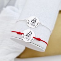 Set 2 bratari personalizate - Mama si fiica - Banuti de 15 mm - Argint 925 - snur reglabil pentru fiica si lantisor pentru mama - 1