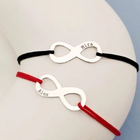 Set 2 bratari personalizate - Model infinit - Argint 925 - Snur reglabil, diverse culori - 1