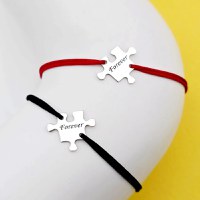 Set 2 bratari personalizate - Piese de puzzle - Argint 925, snur reglabil - 1