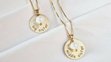 Set 2 lantisoare – Big & Middle Sister – Argint 925 placat cu Aur Galben 18K si charm picatura de Perla