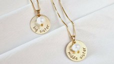 Set 2 lantisoare – Big & Middle Sister – Argint 925 placat cu Aur Galben 18K si charm picatura de Perla