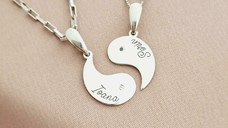 Set 2 lantisoare cu pandantive Yin&Yang personalizate - Diamante naturale - Argint 925