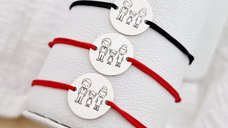 Set 3 bratari personalizate - Familie 3 membri - Banuti 15 mm - Argint 925 - snur reglabil