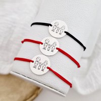 Set 3 bratari personalizate - Familie 3 membri - Banuti 15 mm - Argint 925 - snur reglabil - 1