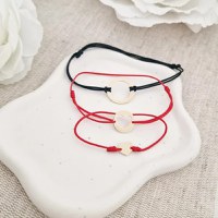 Set 3 bratari - Tata, mama si copil - Puzzle Familie - disc, banut si inima - Argint 925 placat cu Aur Galben 18K - 1