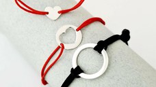 Set 3 bratari - Tata, mama si copil - Puzzle Familie - disc, banut si inima - Argint 925