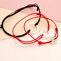 Set 3 bratari - Tata, mama si copil - Puzzle Familie - disc, banut si soare - Argint 925 - 1