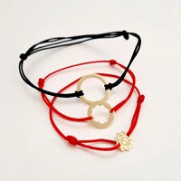 Set 3 bratari - Tata, mama si copil - Puzzle Familie - disc, banut si soare - Aur Galben 14k - 1