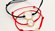 Set 3 bratari - Tata, mama si copil - Puzzle Familie - disc, banut si soare - Aur Galben 14k