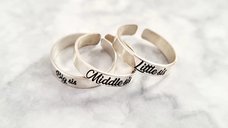 Set 3 inele personalizate - Little/Middle/Big sis - Argint 925