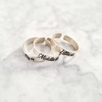 Set 3 inele personalizate - Little/Middle/Big sis - Argint 925 - 1