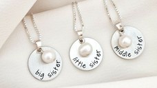 Set 3 lantisoare – Big, Middle & Little Sister – Argint 925 si charm picatura de Perla