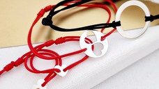 Set 4 bratari - Tata, mama si 2 copii - Puzzle Familie - disc, banut si 2 inimi - Argint 925