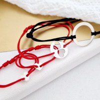 Set 4 bratari - Tata, mama si 2 copii - Puzzle Familie - disc, banut si 2 inimi - Argint 925 - 1