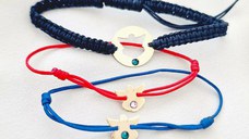 Set Bijuterii Familie Personalizata – 3 Bratari – Ingerasi cu Cristale Swarovski – Aur galben 14K – Snur Reglabil