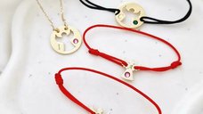 Set Bijuterii Familie Personalizate – 3 Bratari si 1 Lantisor – Ingerasi cu Cristale Swarovski – Argint 925 Placat cu Aur 18K – Snur Reglabil