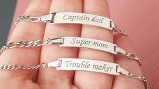 Set Cadou Bratari Argint 925 pentru Mama, Tata si Copil cu Mesaj Personalizat
