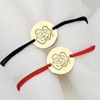 Set CADOU Parinti - Bratara banut personalizata - Proaspeti parinti - Argint 925 placat cu Aur Galben 18K, snur simplu - 1
