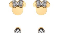 Set Cercei Disney Minnie Mouse - Otel Medical Inoxidabil Auriu si Cristale Albe
