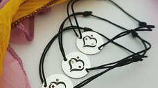 Set de 3 bratari personalizate cu email colorat - Model imbratisare pentru 3 persoane - Banuti din Argint 925 - Snur ajustabil
