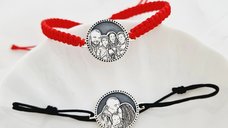 Set de bratari Chic Bijoux din argint 925, cu fotogravura relief Floare de nu ma uita si snur reglabil