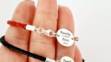 Set doua bratari banut cu mesaj - Family is where love grows - Argint 925, piele impletita