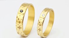 Verighete Astralis Chic Bijoux din argint 925 placat cu aur galben 18K si diamante naturale