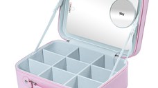 Geanta cosmetice cu oglinda LED si organizator MUAH
