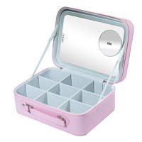 Geanta cosmetice cu oglinda LED si organizator MUAH - 1
