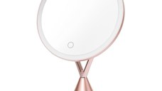 Oglinda cosmetica cu iluminare LED Rose Gold