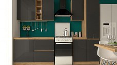 Bucatarie Chelsea 2m, 200x60x215 cm, Stejar K003 Antracit