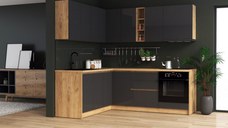Bucatarie colt Chelsea V1, Gri antracit
