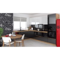 Bucatarie colt Chelsea V2, 221 300x60x200 cm, Alb Antracit  Stejar K003 - 1