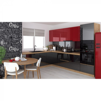 Bucatarie colt Chelsea V2, 221 300x60x200 cm, Rosu, Antracit  Stejar K003 - 1
